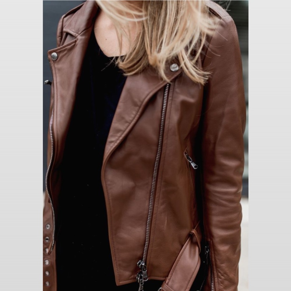 dark brown leather jacket